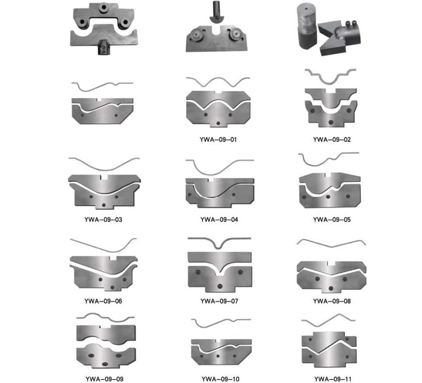 Hydraulic bending machine molds